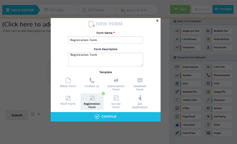  ARForms -  Add New Form with Prebuilt Template 